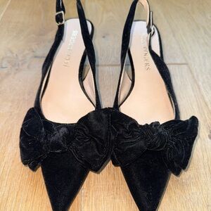 Jack Rogers Black Velvet Slingback Heels